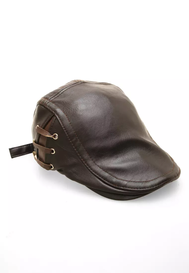 Kai Aksesoris Fashion Pria Wanita Casual Hat Preferred Style Material Leather ORIGINAL - Deef Coffee