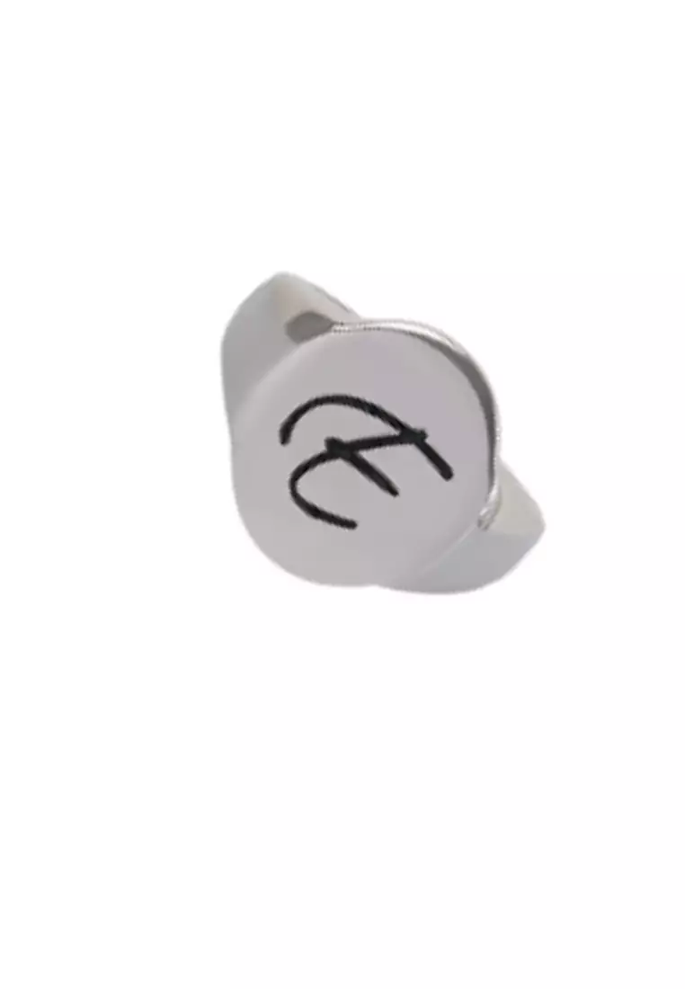 Sterling Silver Letter Signet Ring - E