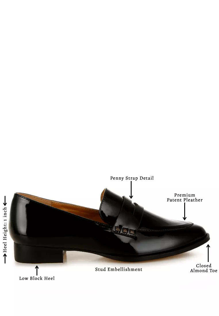 Sepatu Penny Kulit Paten berwarna Hitam