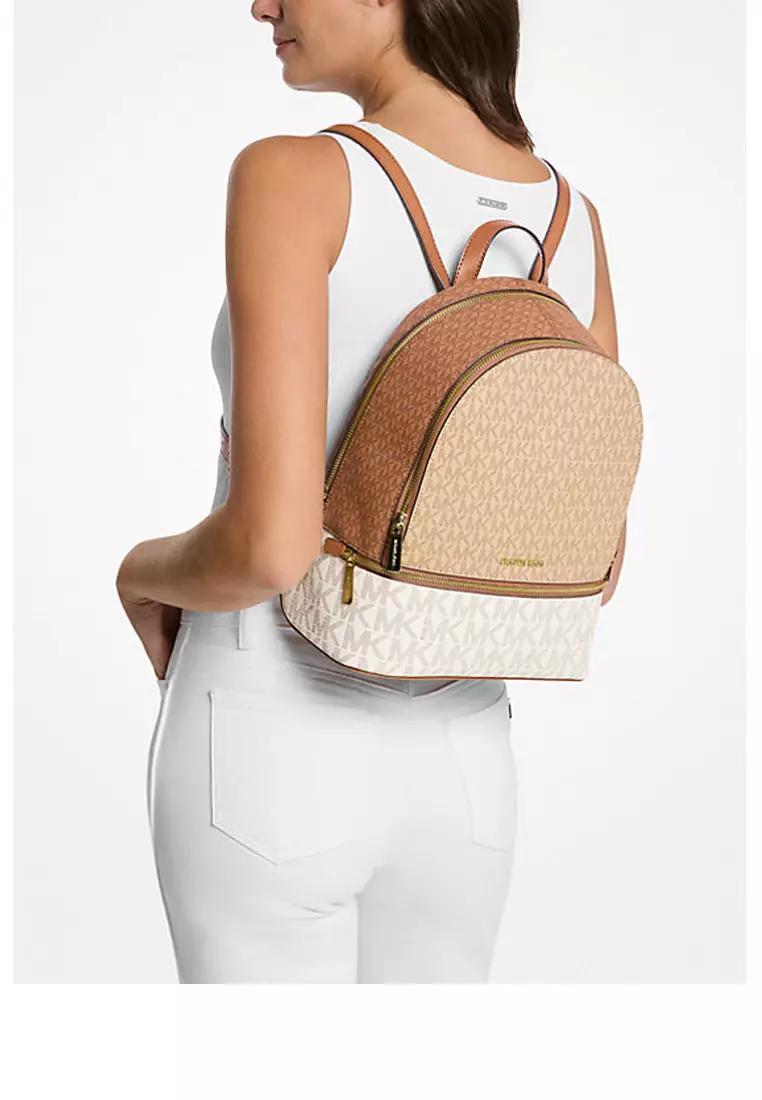 Rhea Medium Color-Block Signature Logo Backpack