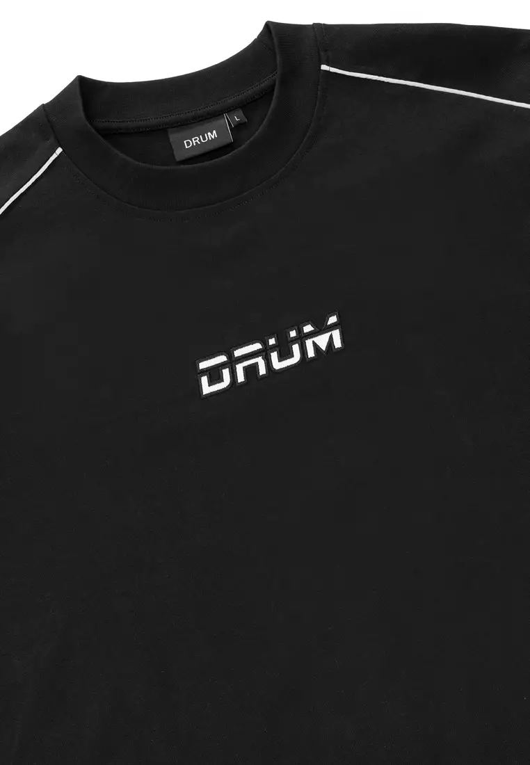 DRUM S. Classic Reflective Logo Oversized Boxy Tee- Black