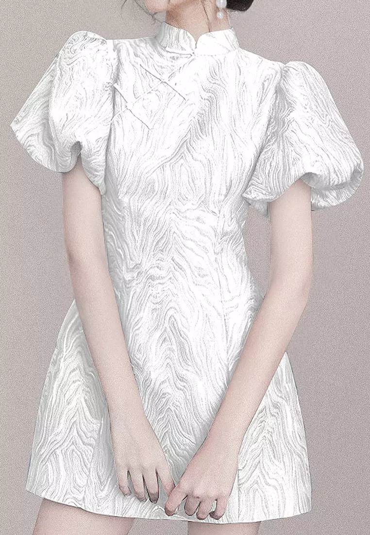 Cheongsam modified short-sleeved dress A021925W