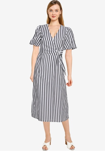 Nichii black and multi Belted Side Striped Dress 38583AAD1B30E2GS_1