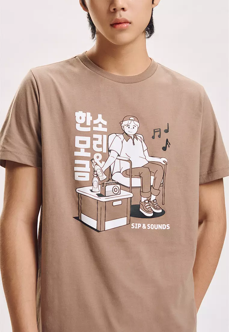 Sip and Sounds Regular Fit Graphic T-Shirt