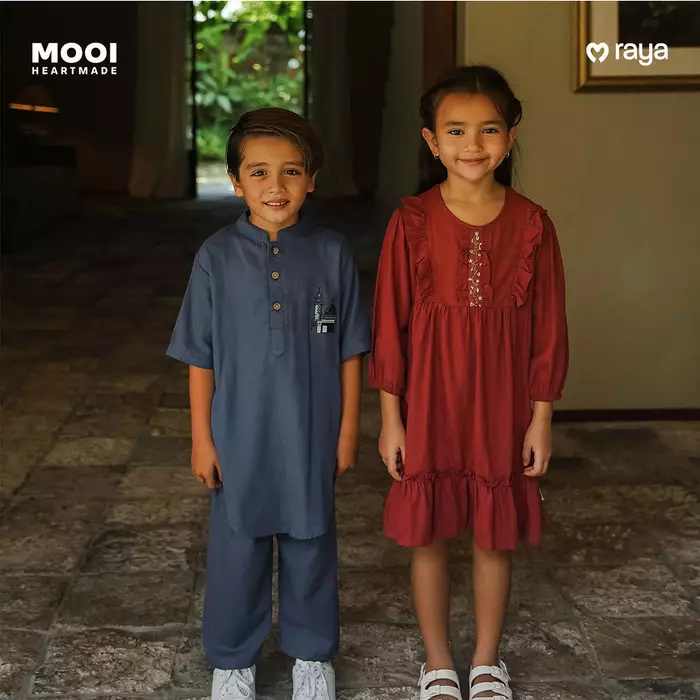 Mooi Adam Koko Set Setelan Koko Anak Raya Collection V1 - Greyish Brown