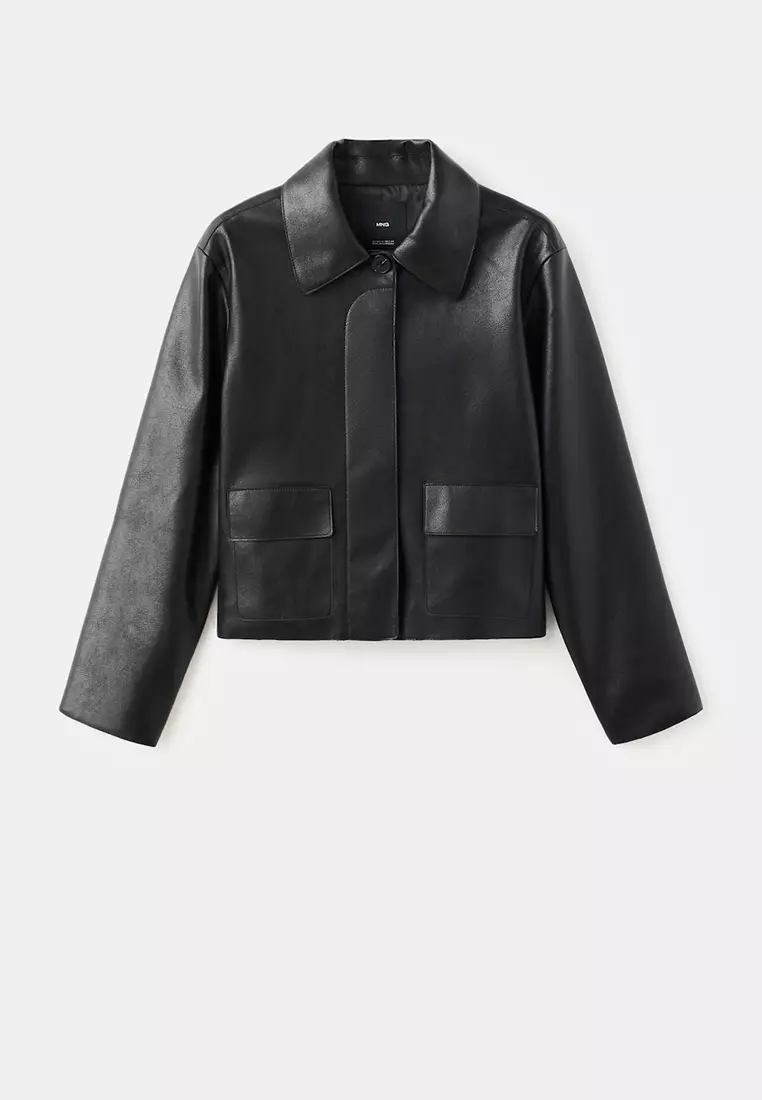Faux-Leather Jacket With Pockets