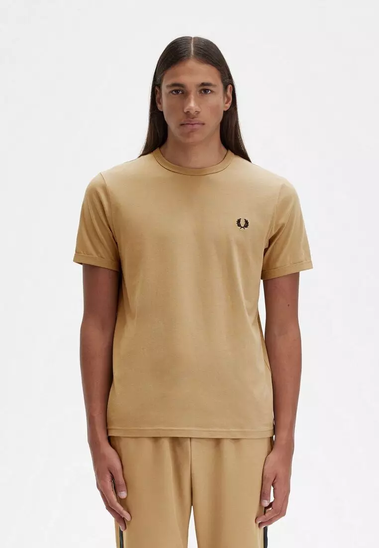 Fred Perry M3519 Ringer T Shirt Ash Blue