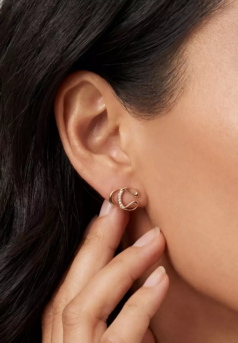 Unbreakable You Cubic Zirconia Stud Earrings in Gold