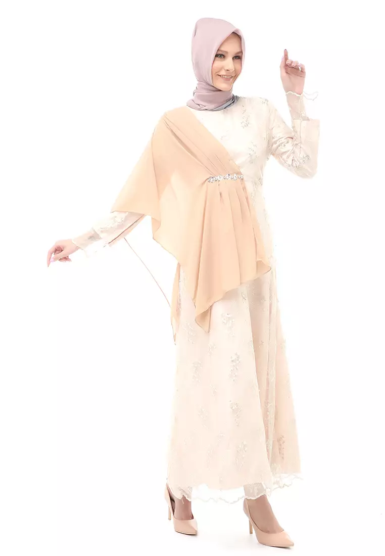 Anita Gaun Long Dress Wanita Regular Fit - Latte