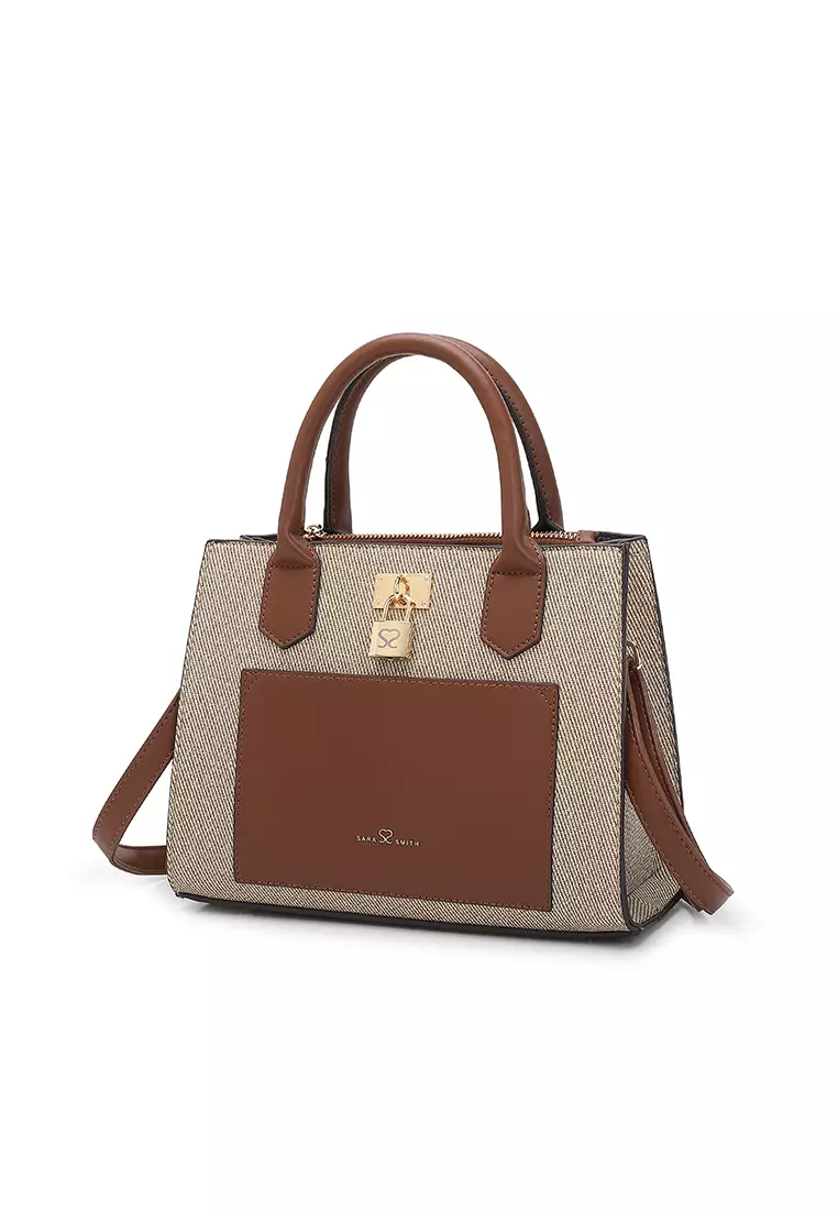 Women's Top Handle Bag / Sling Bag / Crossbody Bag / Shoulder Bag (Tas Tangan Wanita / Tas Selempang Wanita / Tas Bahu Wanita) - Krem