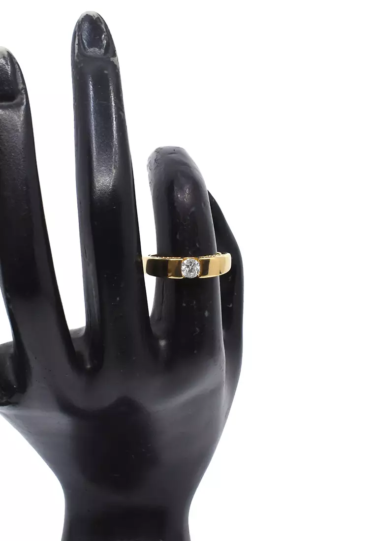 18K Japan Made Yellow Gold Lady Ring with Diamonds
