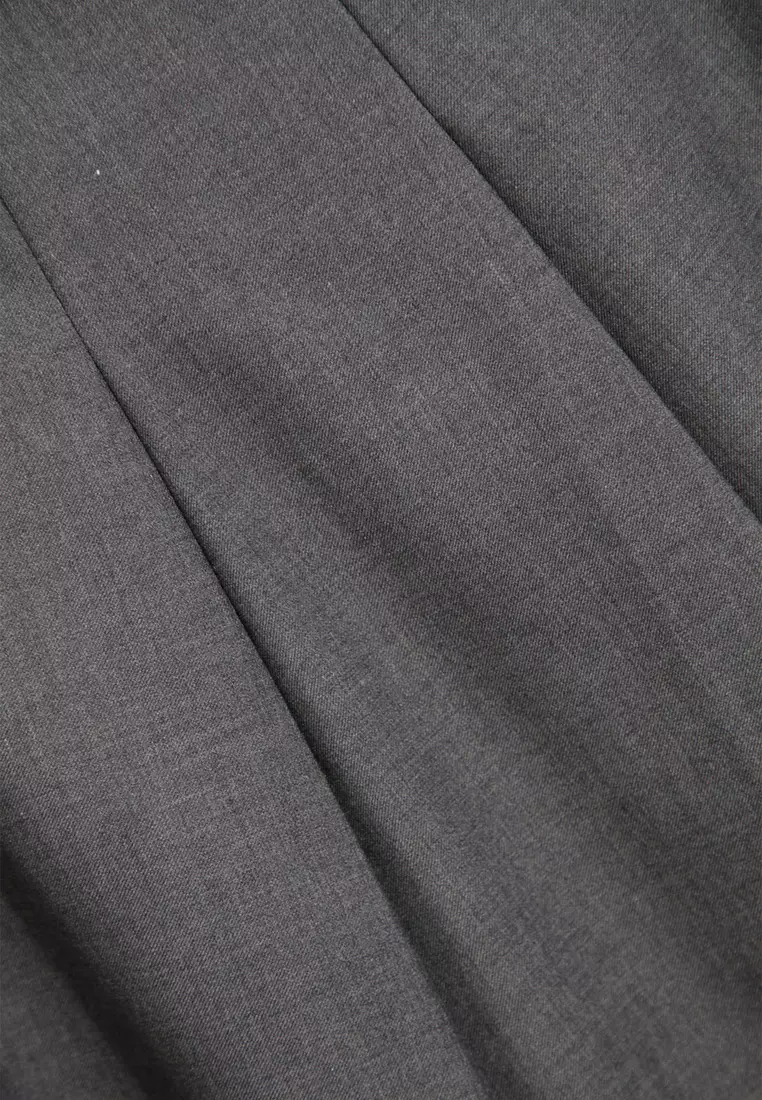 Basic Grey Pleated Midi Skirt