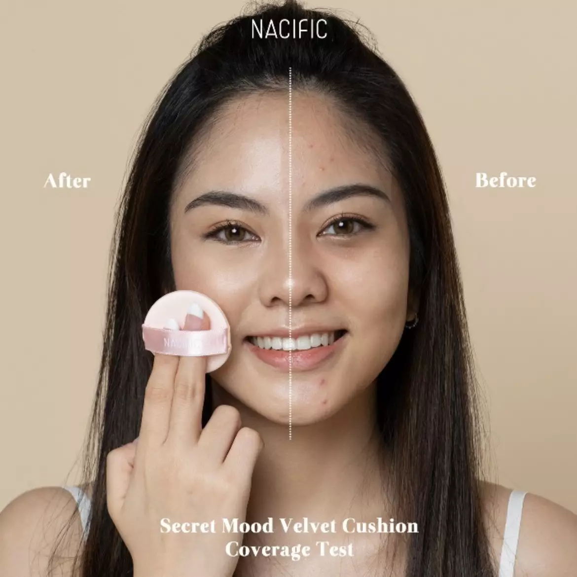 Nacific Secret Mood Velvet Cushion - 27W Light Beige