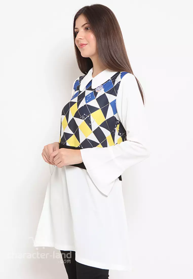Doraemon Geometric With Vest Pattern Shirt Blue