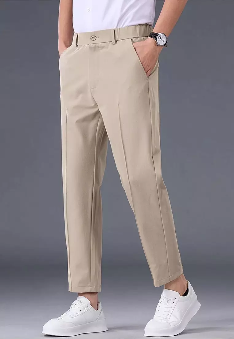 Men's Elasticated Waist Ankle Suit Pants