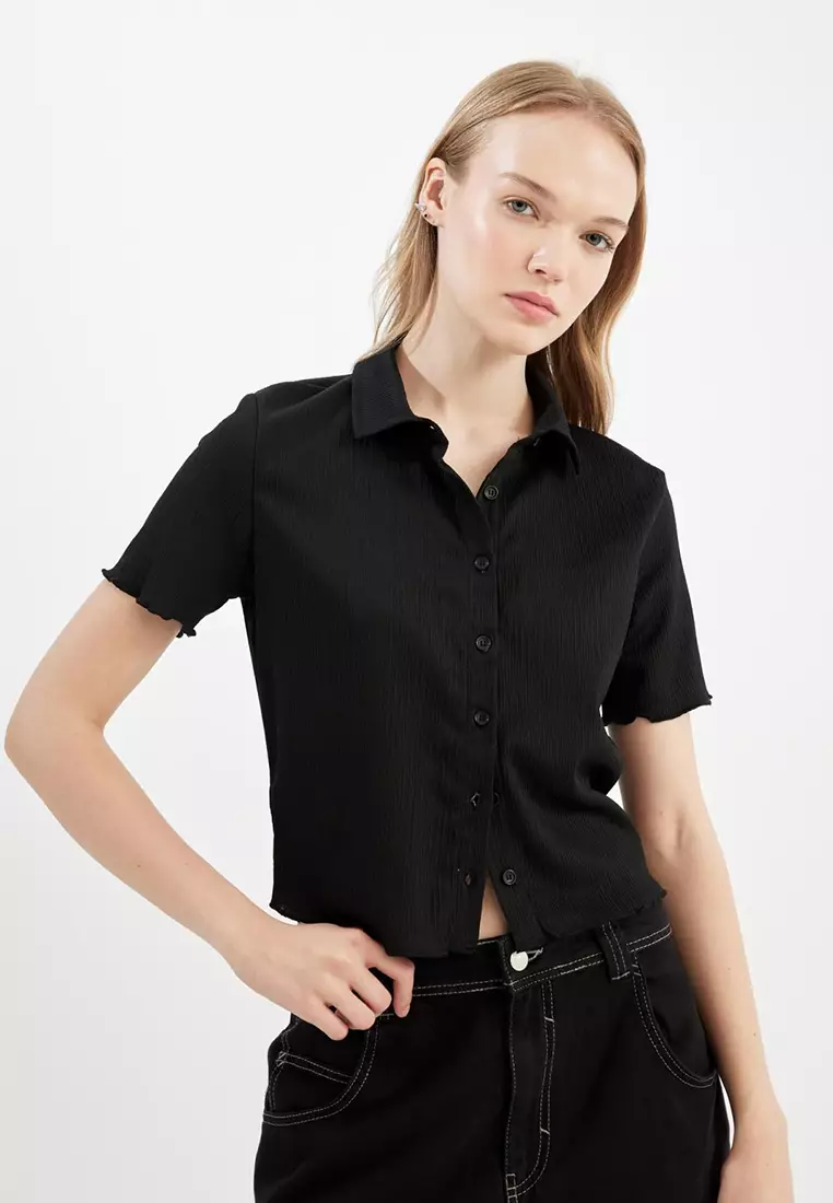 Cool Fitted Wrinkled Short Sleeve Shirt