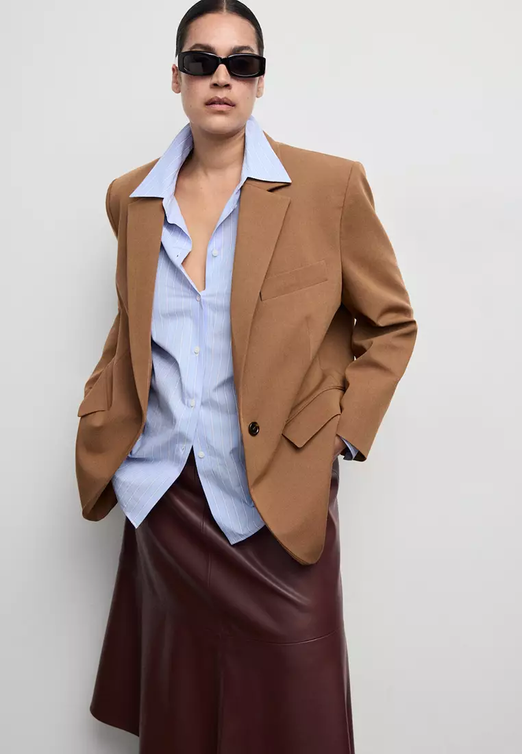 Straight Suit Jacket with Lapel Pockets