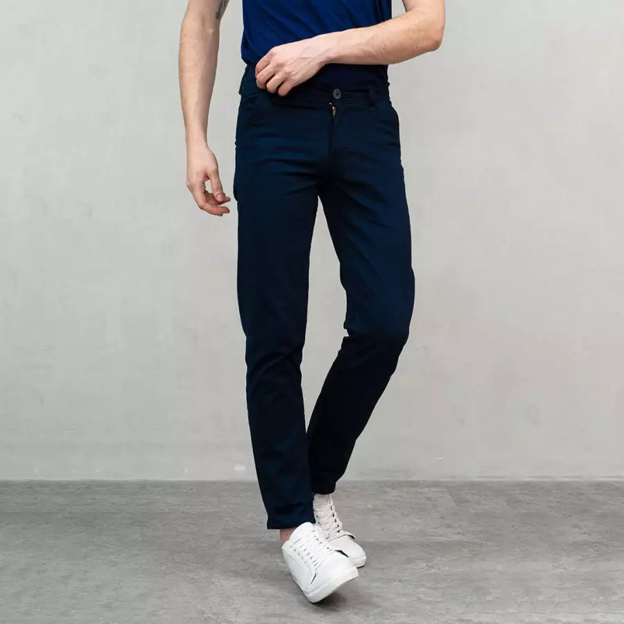 BIG SIZE Celana Panjang Chino Slim Fit Navy Blue Bahan Stretch