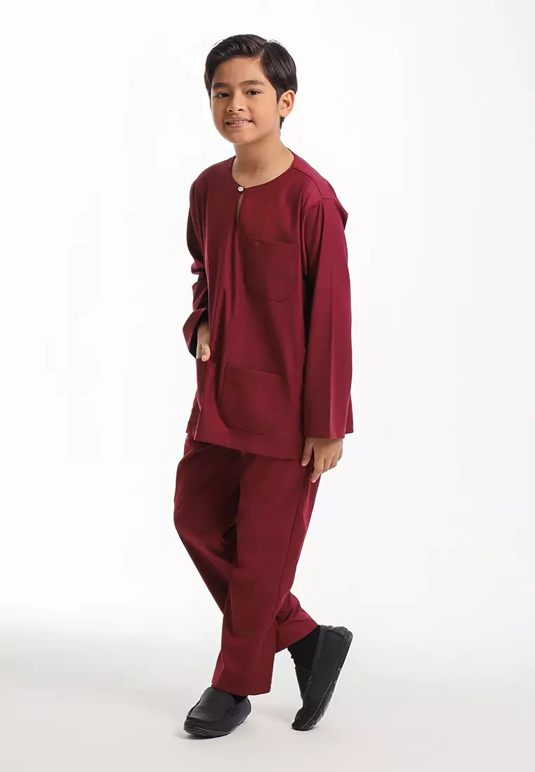 Forest x Hatta Dolmat Baju Melayu Teluk Belanga Budak - FK24104BM-56Maroon
