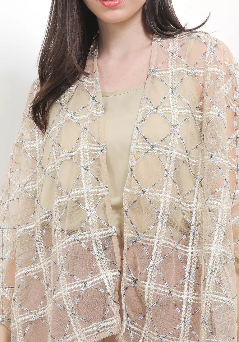 Metallic Geometrical Tulle Outer