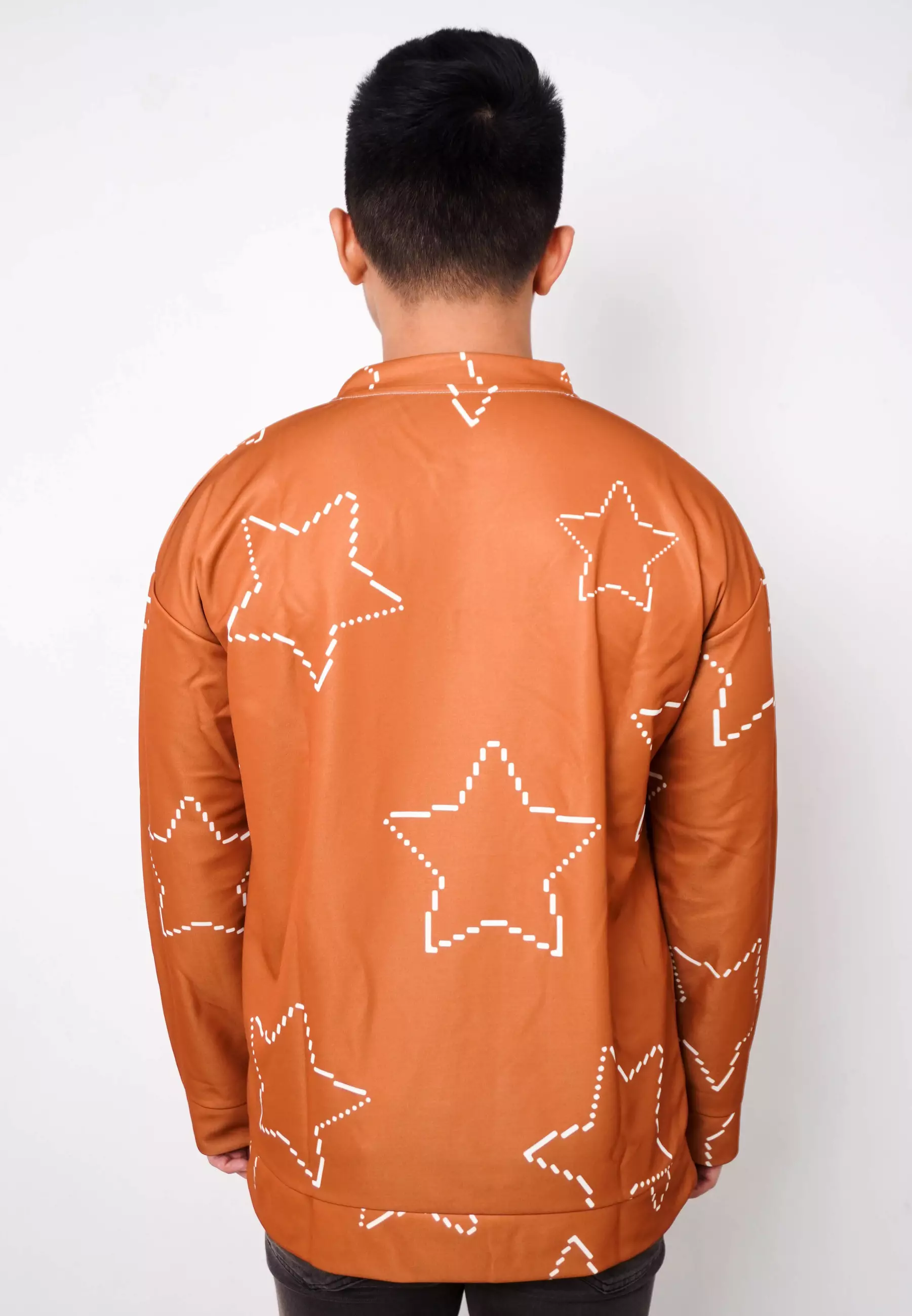 NW006 sweater oversize warna coklat efek rajut bintang abstract aesthetic ringan lightweight couple