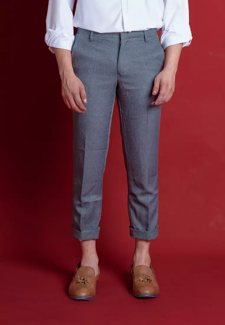 Celana Ankle / Cropped Pants Slimfit kerja Sirwal Abu muda