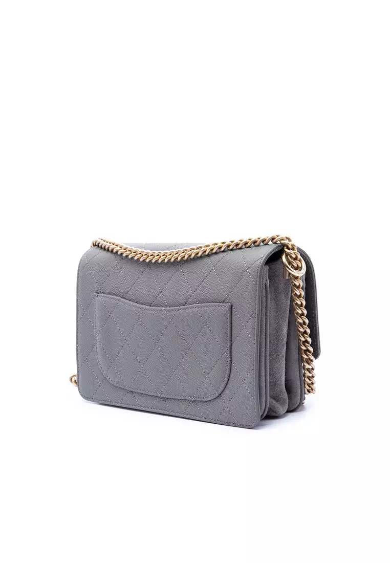 Pre-Loved Chanel Small Cc Stitched Caviar And Suede Lady Coco Flap