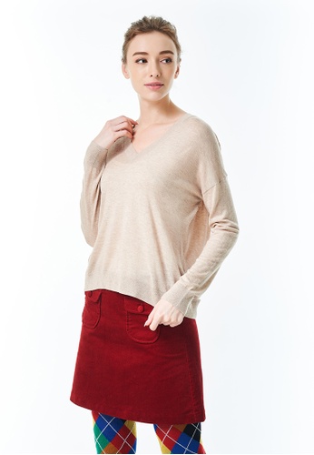 United Colors of Benetton brown V-neck Cashmere Blend Sweater FCC8AAA78FC03CGS_1