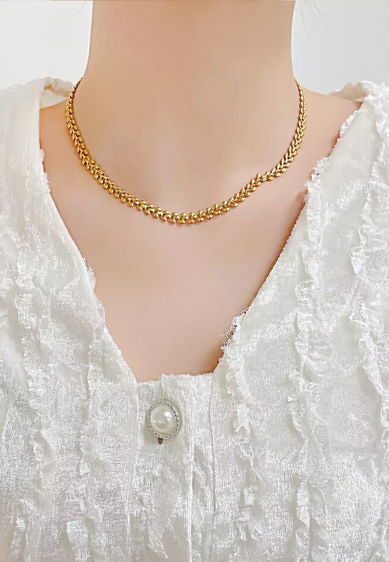 Stainless steel gold necklace Sale