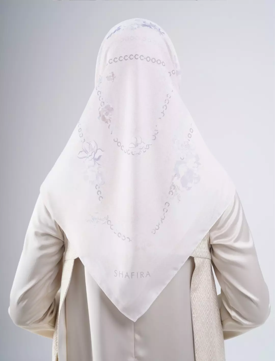 Niomy Printed Scarf Offwhite | Hijab Kerudung Segi Empat Motif