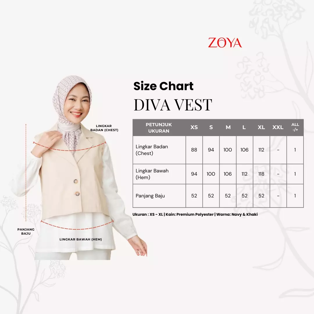 DIVA Vest Navy - Vest Outer Wanita - Bahan Premium Polyester