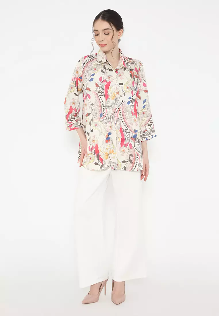 Shirt Cream Paisley Floral Arlette By Brilliant Girl Warna Cream