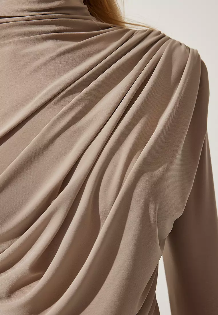 High Neck Ruched Blouse