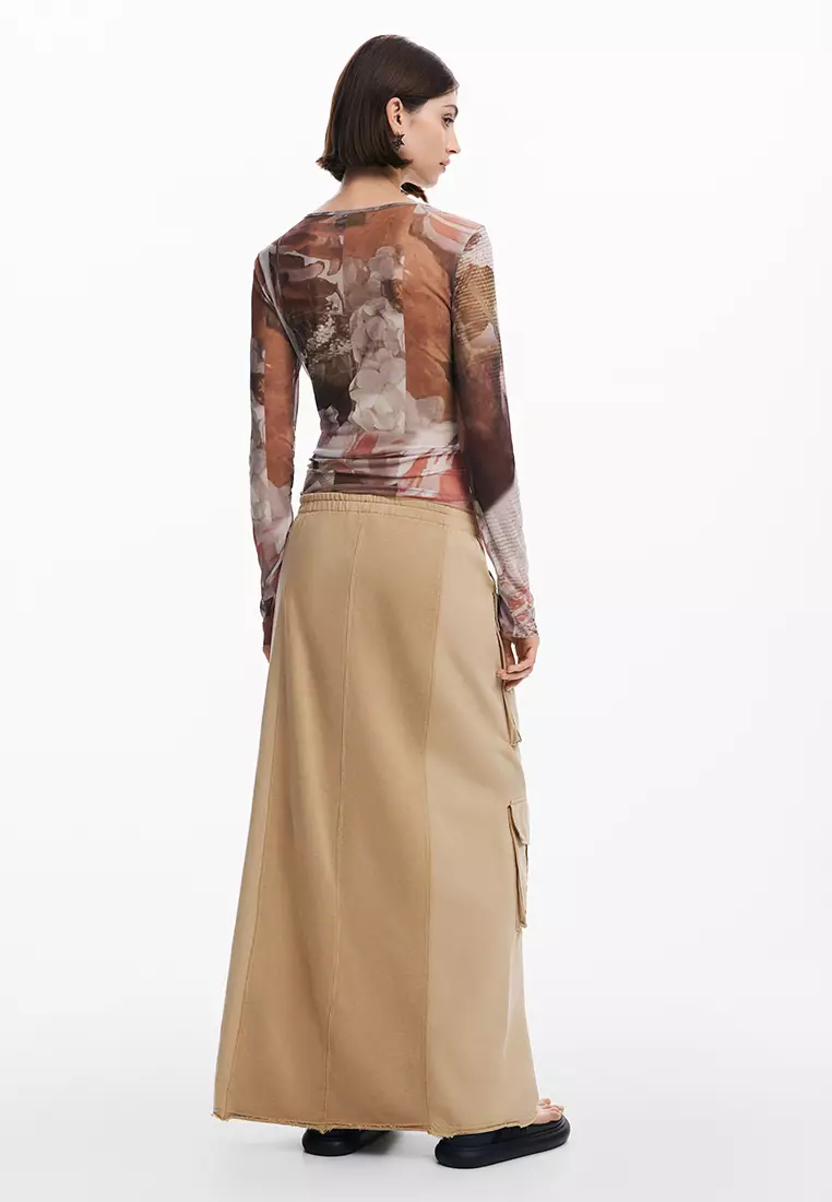 Desigual Woman Long cargo knit skirt.