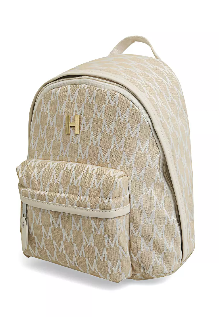 Cellyn Tas Ransel Mini Wanita Motif Batik Large Compartment Material Leather ORIGINAL - Beige