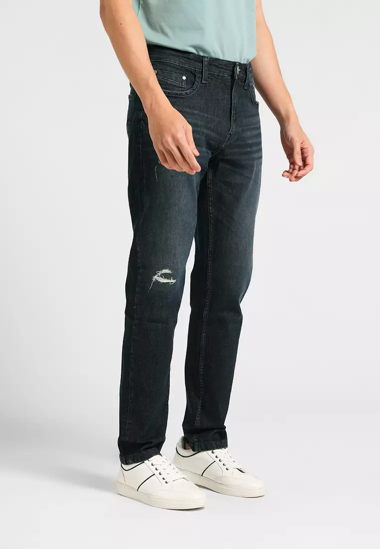 MANZONE - Celana Denim Panjang Pria Owen Slim Fit - Dark Blue Warna Blue_Dark
