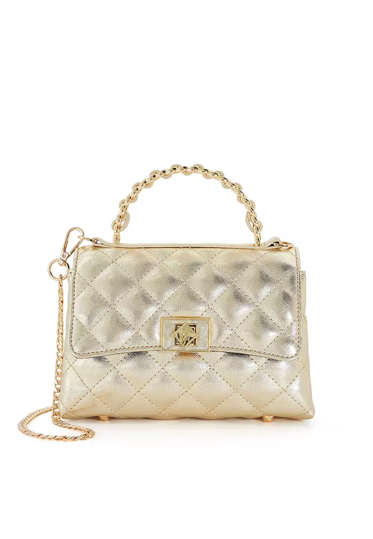 Buy Dune London Dinkydorchie Mini Quilted Turnlock Grab Bag Gold