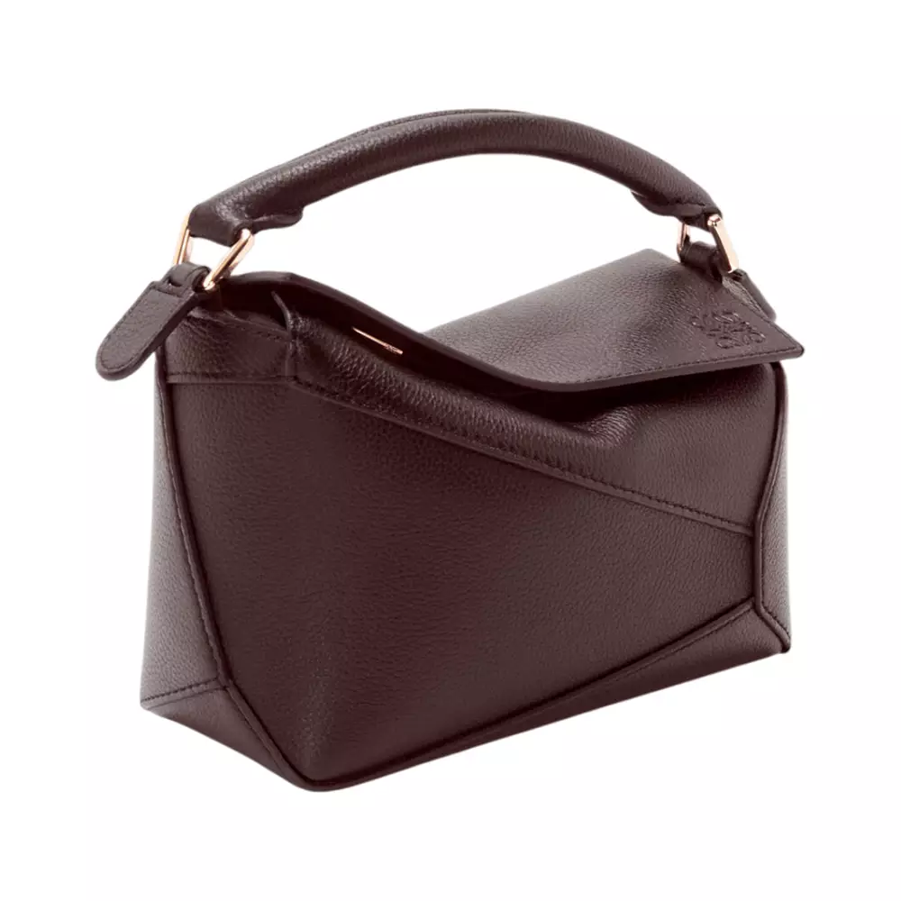 Mini Puzzle Edge Bag In Soft Grained Calfskin Dark Chesnut Ghw