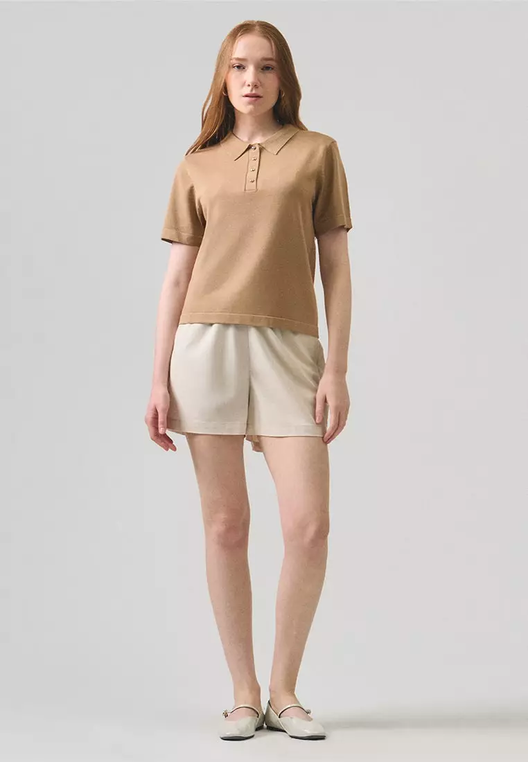 Flat Knit Polo With Shank Buttons​