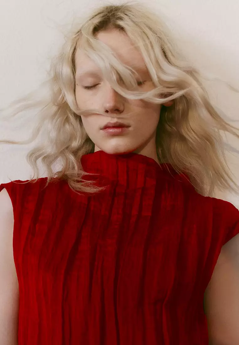 皺褶連身中裙
