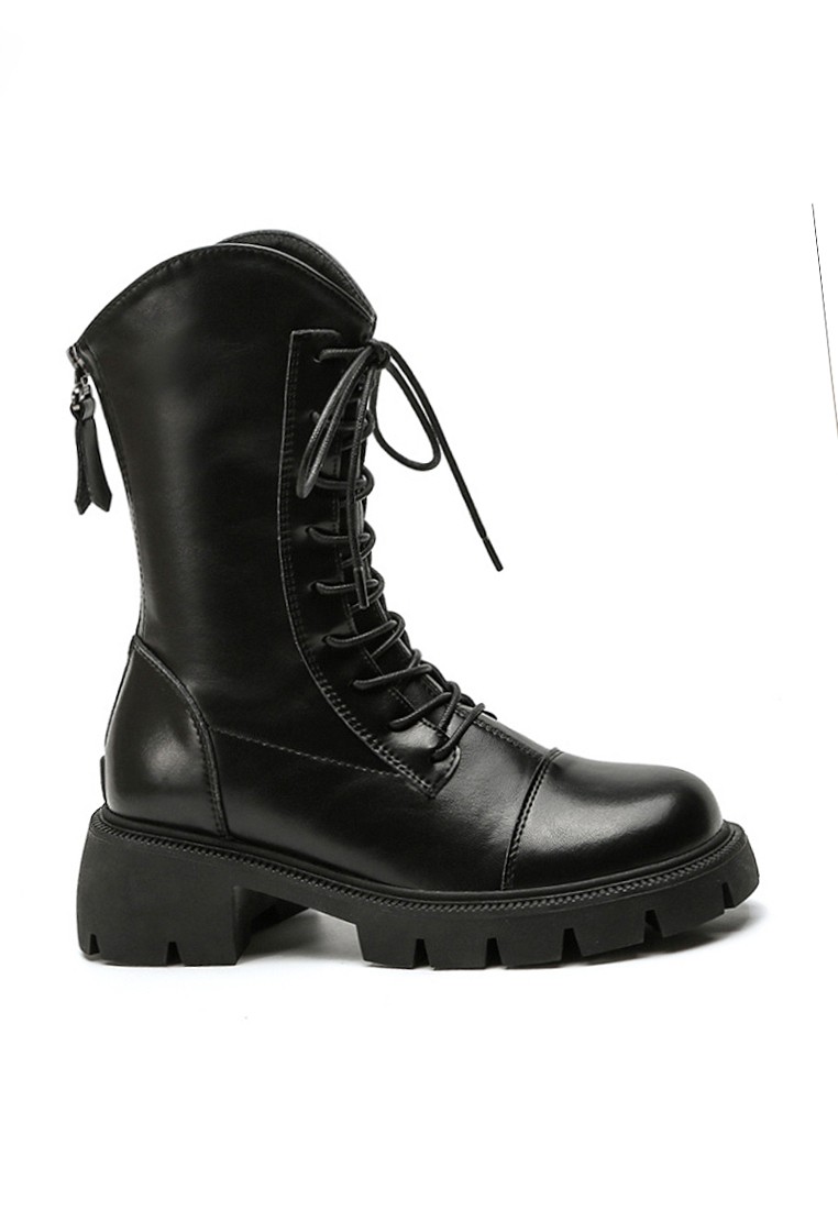 VANSA Simple Lace Up Platform Mid-Boots VSW-B686102