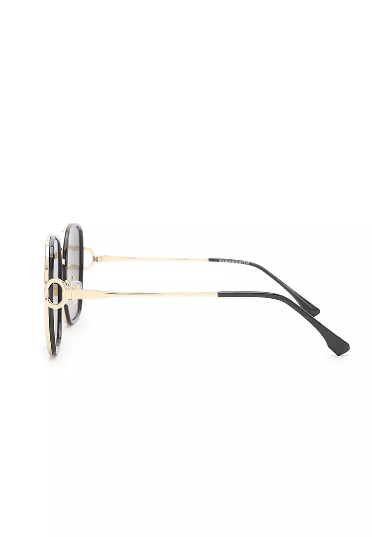 Unisex Fashion Sunglasses - Glossy Black / Grey-Orange