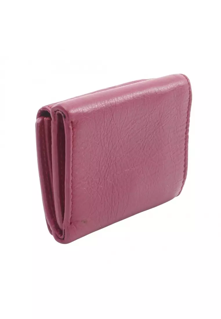 Pre-Loved BALENCIAGA classic mini wallet trifold wallet leather Pink purple