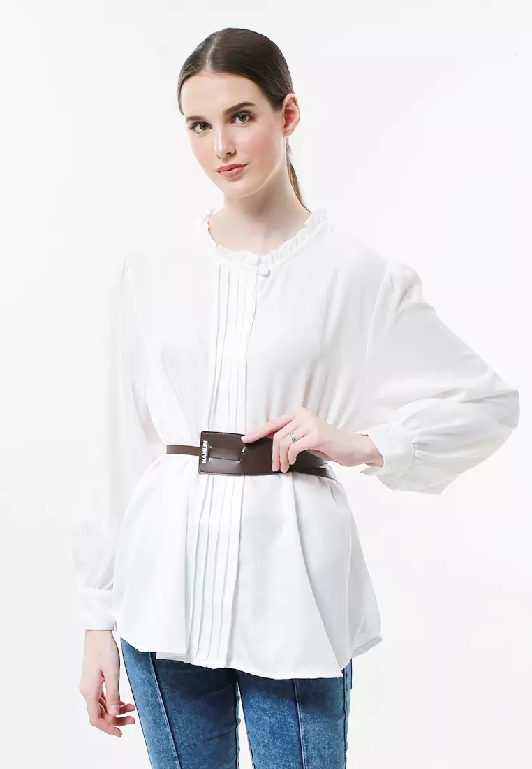 Imani Ikat Pinggang Wanita Lilit Simple Wide Casual Belt Material Leather ORIGINAL - Brown