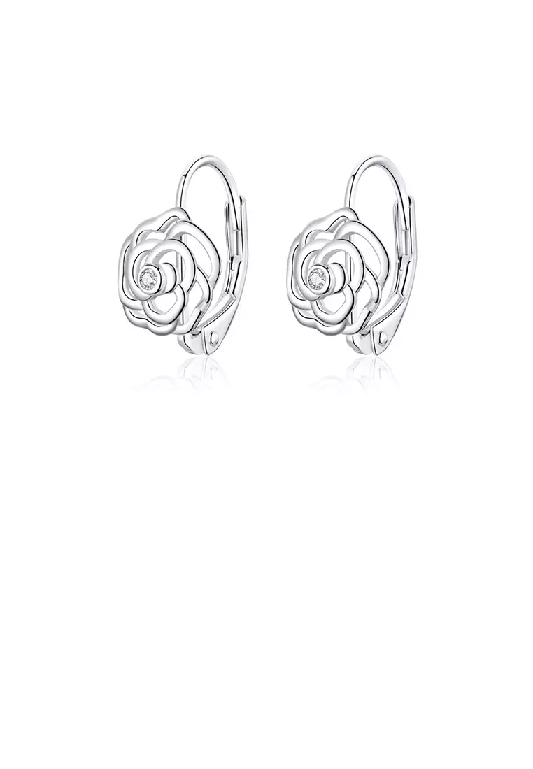 White on sale rose earrings