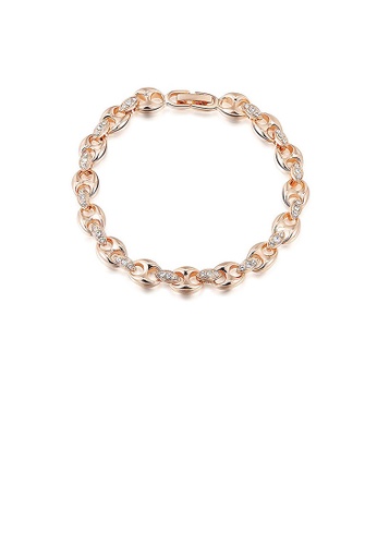 Glamorousky Fashion Plated Rose Gold Bangle with White Austrian Element Crystal 24184 