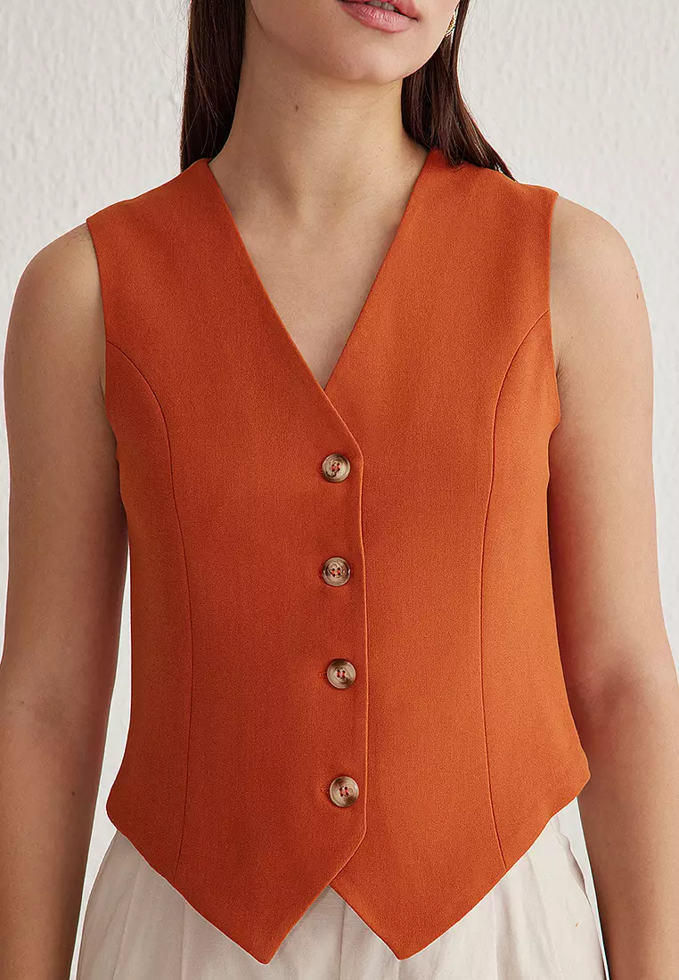 Tile Regular Pattern Crop Woven Vest