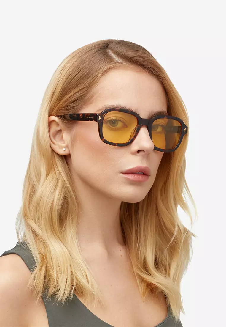 HAWKERS Beige Carey Yellow TWIST Sunglasses for Men and Women, Unisex. UV400 Protection. Official Product designed in Spain