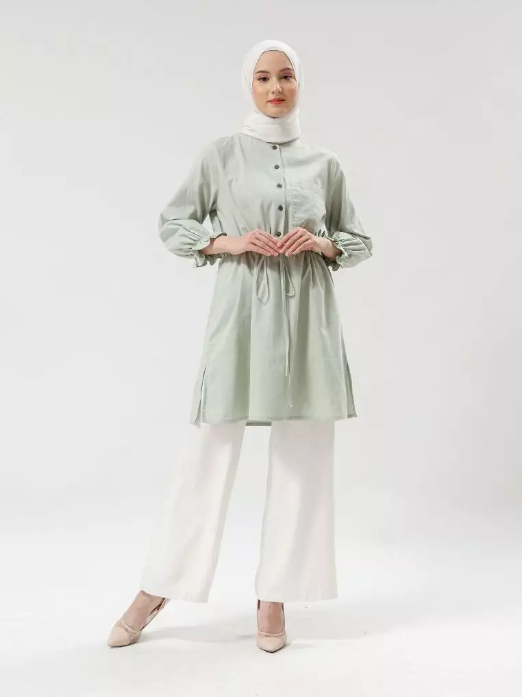Urban Exchange Fiona Green Shirt - Tunik Kasual Wanita