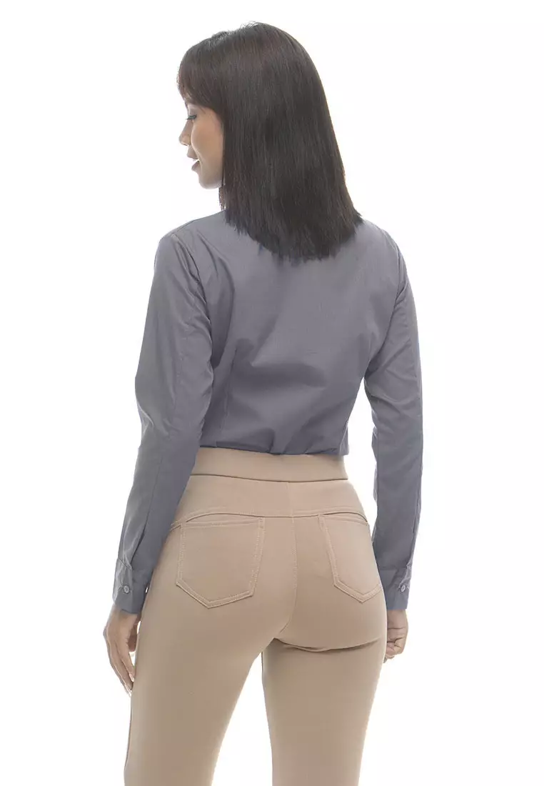 Delaney Pinstripe Long Sleeve Office Blouse